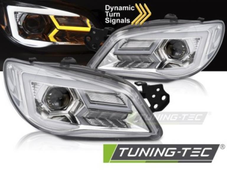 LED Tagfahrlicht Design Scheinwerfer Set passend für Subaru Impreza 2 Facelift (GD/GG) 05-07 chrom mit dyn. Blinker