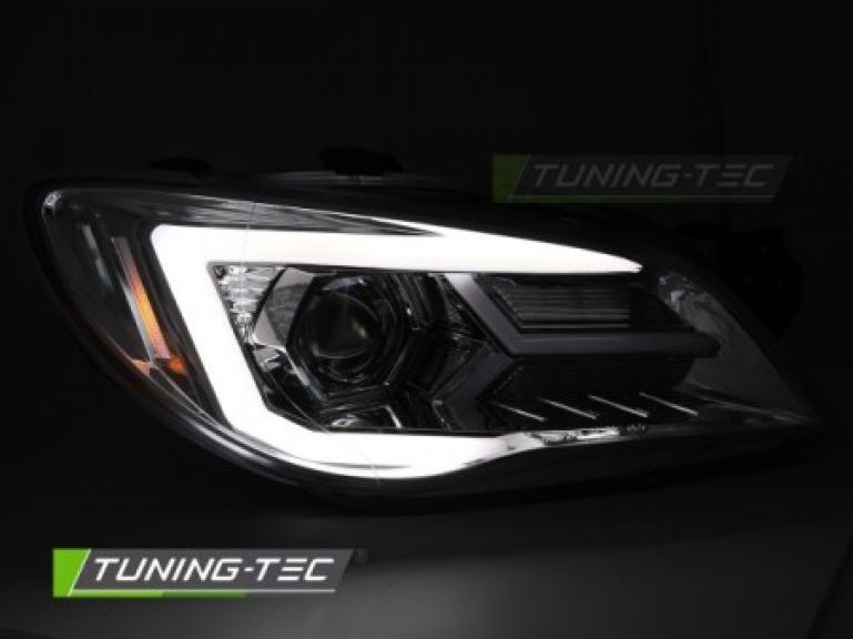 Preview: LED Tagfahrlicht Design Scheinwerfer Set passend für Subaru Impreza 2 Facelift (GD/GG) 05-07 chrom mit dyn. Blinker