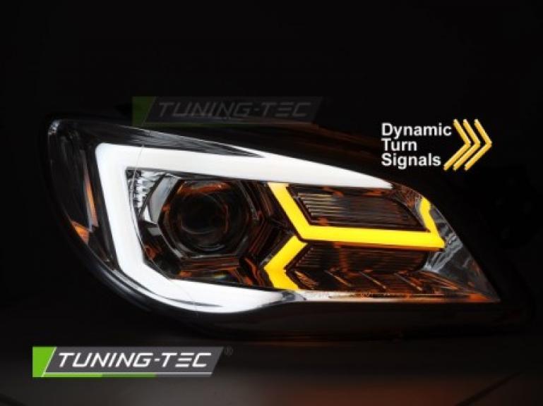 Preview: LED Tagfahrlicht Design Scheinwerfer Set passend für Subaru Impreza 2 Facelift (GD/GG) 05-07 chrom mit dyn. Blinker