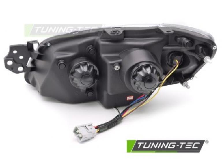 Preview: LED Tagfahrlicht Design Scheinwerfer Set passend für Subaru Impreza 2 Facelift (GD/GG) 05-07 schwarz mit dyn. Blinker