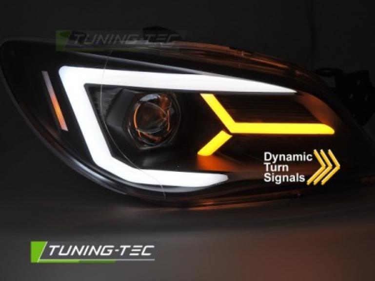 Preview: LED Tagfahrlicht Design Scheinwerfer Set passend für Subaru Impreza 2 Facelift (GD/GG) 05-07 schwarz mit dyn. Blinker