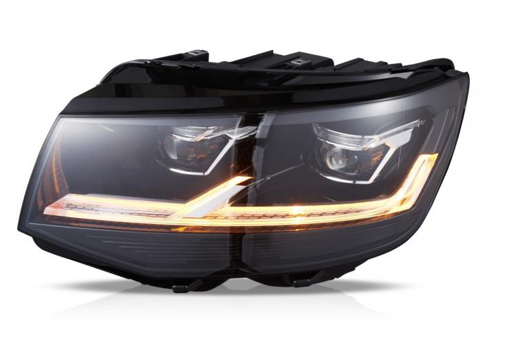 VOLL-LED Scheinwerfer passend für VW T6 15-19 schwarz mit statischen LED Blinker