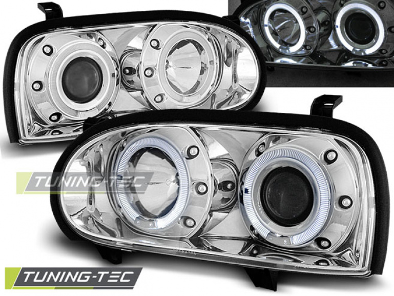 LED Angel Eyes Scheinwerfer für VW Golf 3 91-97 chrom