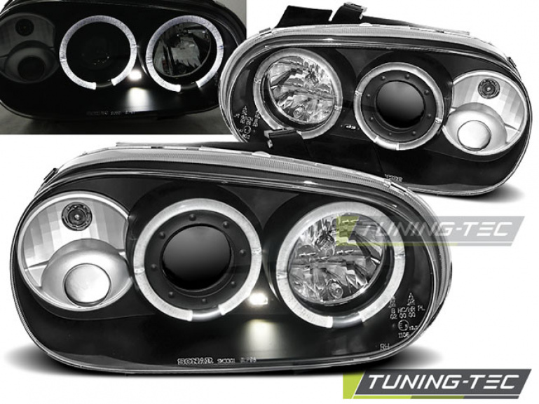 LED Angel Eyes Scheinwerfer für VW Golf 4 97-03 schwarz
