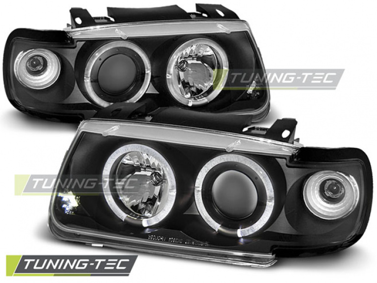 LED Angel Eyes Scheinwerfer für VW Polo 6N 94-99 schwarz