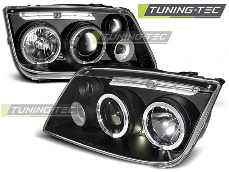 LED Angel Eyes Scheinwerfer für VW Bora 98-05 schwarz