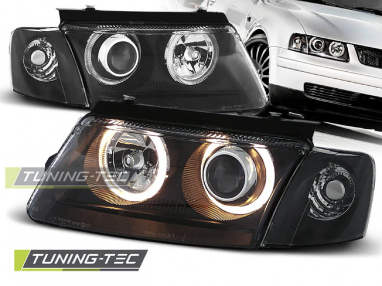 Upgrade Design Angel Eyes Scheinwerfer für VW Passat 3B (B5) 96-00 schwarz