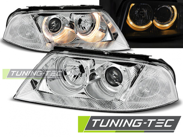 Upgrade Design Angel Eyes Scheinwerfer für VW Passat 3BG 00-05 chrom
