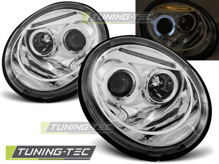 LED Angel Eyes Scheinwerfer für VW New Beetle 98-05 chrom