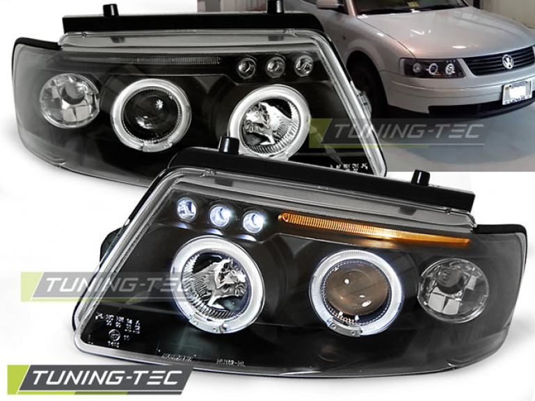 LED Angel Eyes Scheinwerfer für VW Passat 3B (B5) 96-00 schwarz