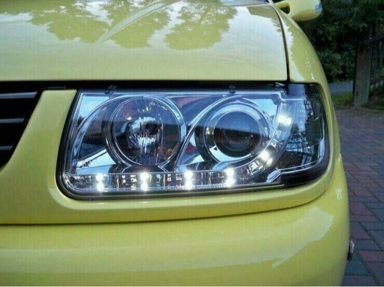 LED Tagfahrlicht Design Scheinwerfer für VW Polo 6N 94-99 chrom