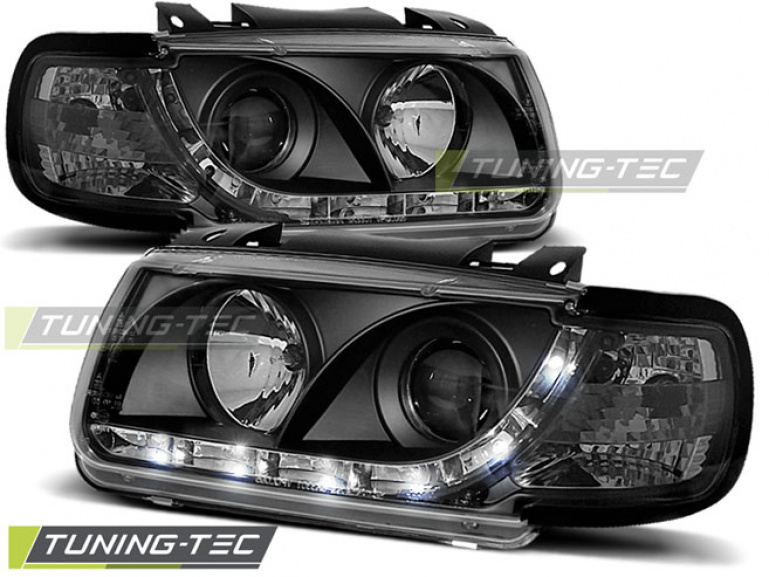 LED Tagfahrlicht Design Scheinwerfer für VW Polo 6N 94-99 schwarz