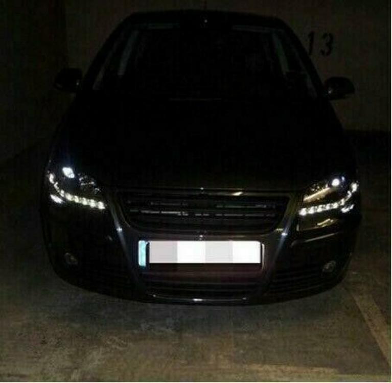 LED Tagfahrlicht Design Scheinwerfer für VW Polo 9N3 05-09 schwarz