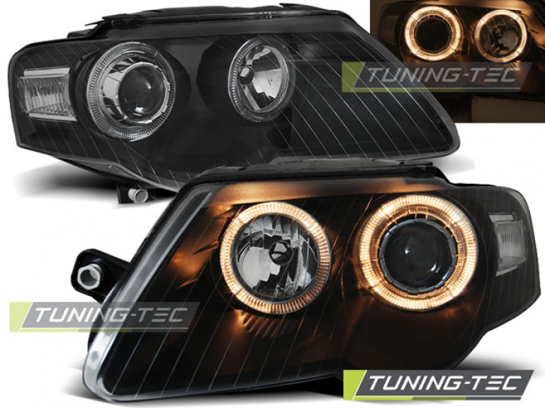 Upgrade Design Angel Eyes Scheinwerfer für VW Passat 3C B6 05-10 schwarz