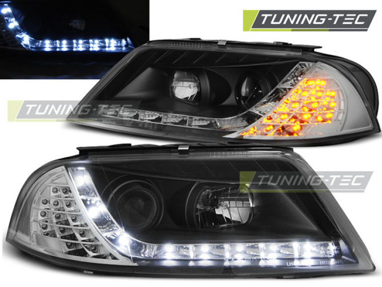 LED Tagfahrlicht Design Scheinwerfer für VW Passat 3BG 00-05 schwarz mit LED Blinker