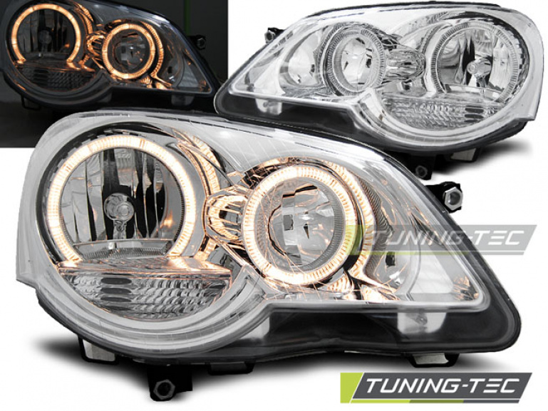 Upgrade Design Angel Eyes Scheinwerfer für VW Polo 9N3 05-09 chrom