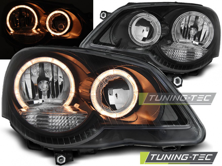 Upgrade Design Angel Eyes Scheinwerfer für VW Polo 9N3 05-09 schwarz