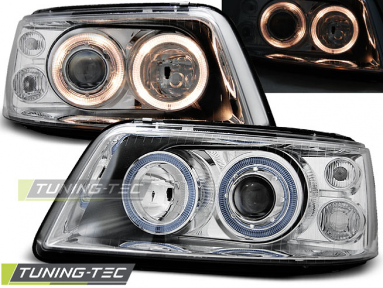 Upgrade Design Angel Eyes Scheinwerfer für VW T5 03-09 chrom