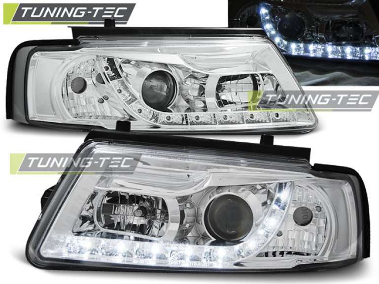 LED Tagfahrlicht Design Scheinwerfer für VW Passat 3B (B5) 96-00 chrom