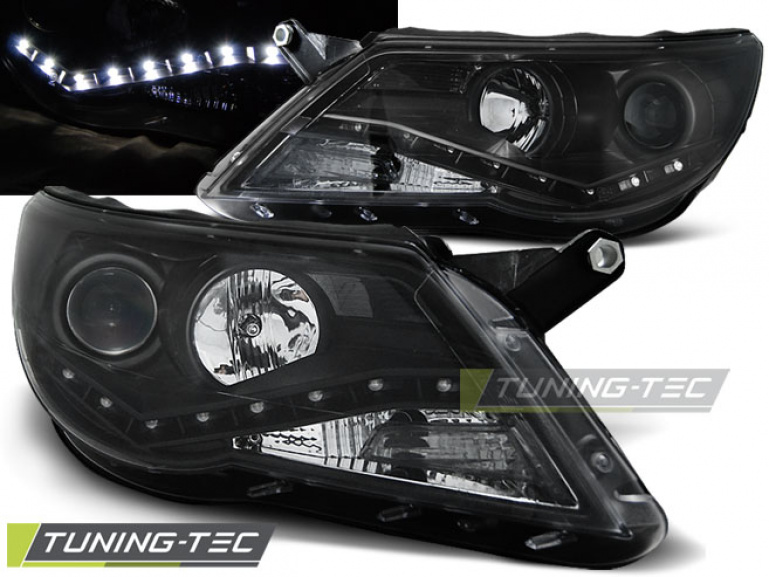 LED Tagfahrlicht Design Scheinwerfer für VW Tiguan (5N) 07-11 schwarz