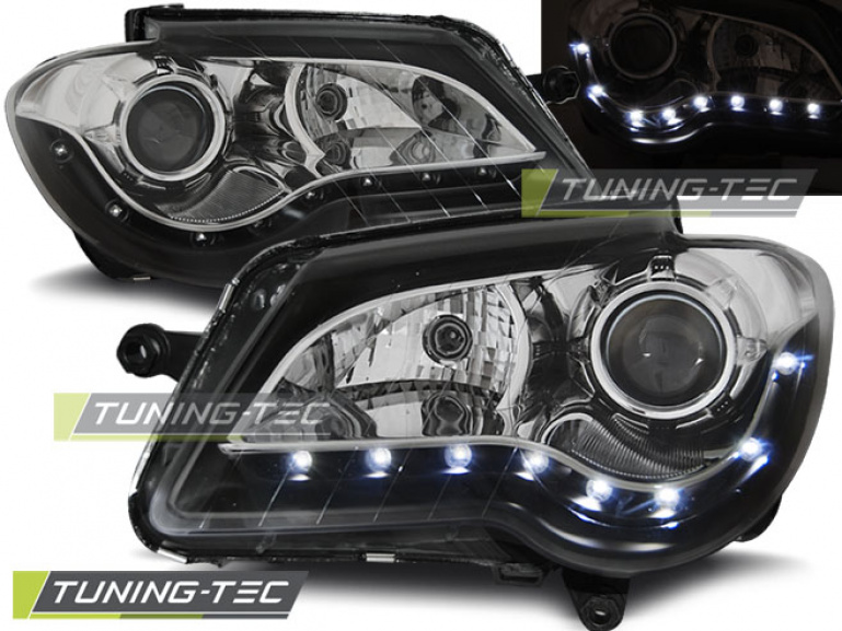 LED Tagfahrlicht Design Scheinwerfer für VW Touran 1T GP (Facelift) 06-10 schwarz