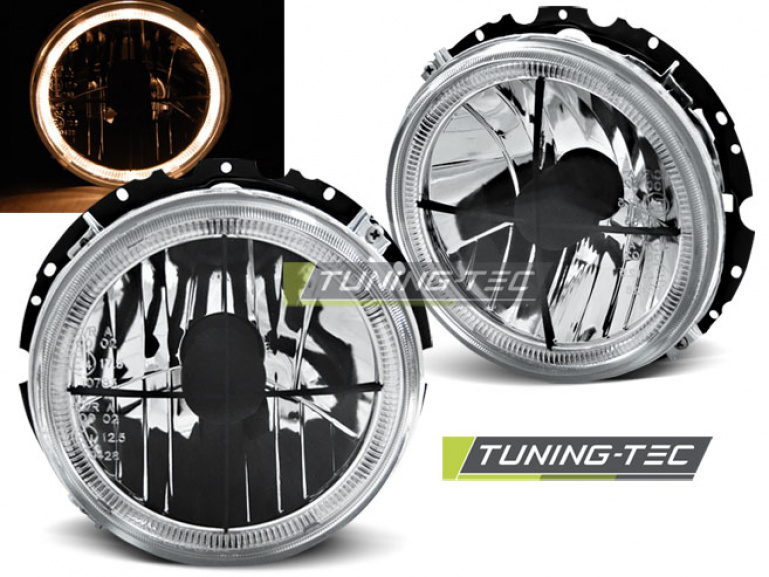 Upgrade Design Angel Eyes Scheinwerfer für VW Golf I (1) 74-83 chrom mit Fadenkreuz