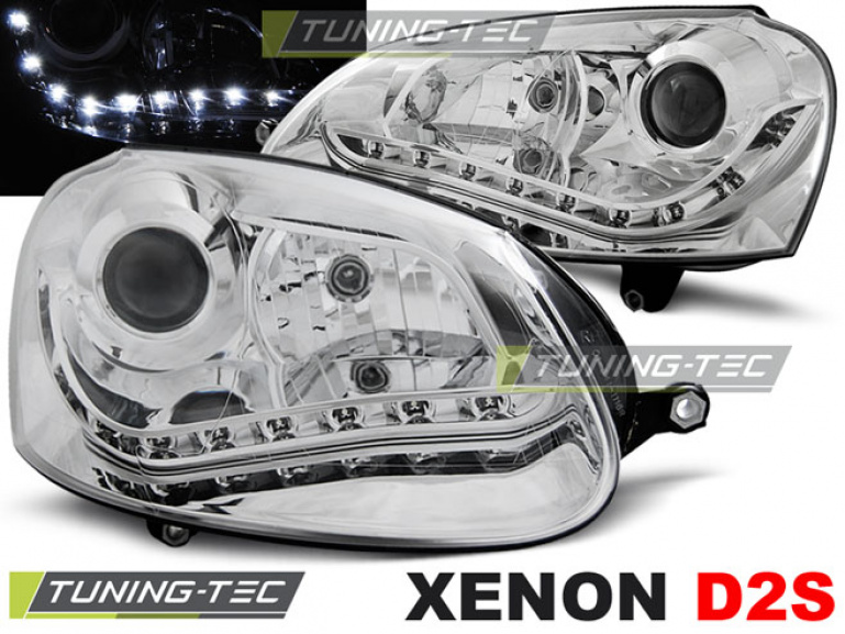 Xenon LED Tagfahrlicht Design Scheinwerfer für VW Golf 5 03-09 chrom
