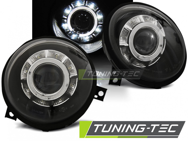 LED Angel Eyes Scheinwerfer für VW Lupo 98-05 schwarz