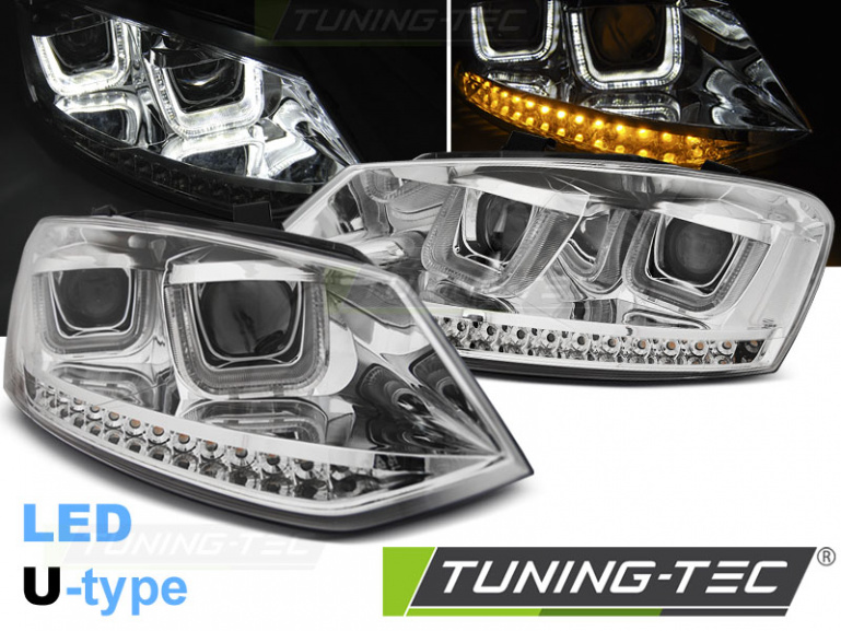 LED Tagfahrlicht Scheinwerfer für VW Polo 6R 09-14 chrom mit LED Blinker