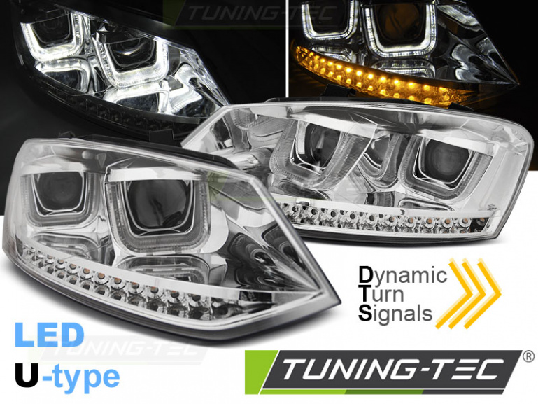 LED Tagfahrlicht Scheinwerfer für VW Polo 6R 09-14 chrom mit dynamischem LED Blinker