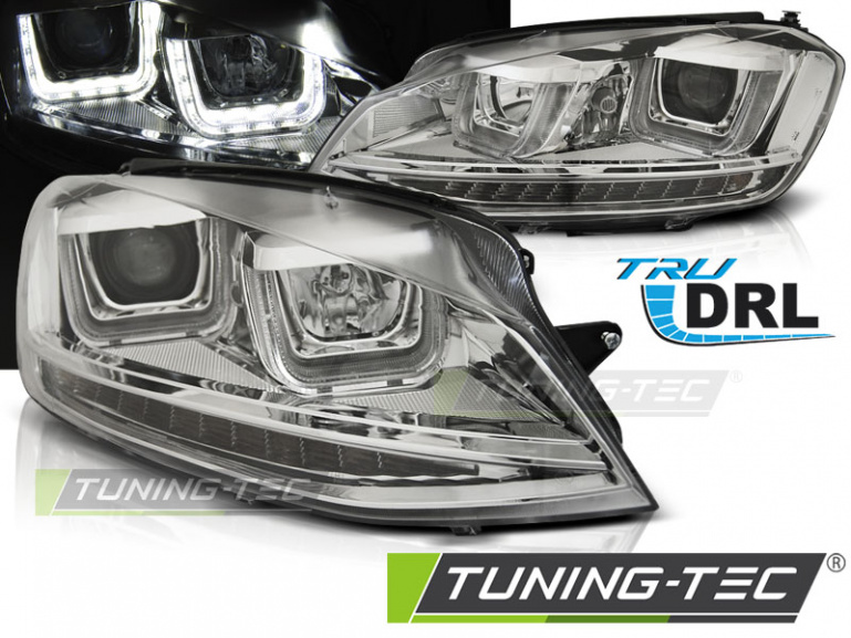 LED Tagfahrlicht Scheinwerfer für VW Golf 7 12-17 chrom mit dynamischem LED Blinker