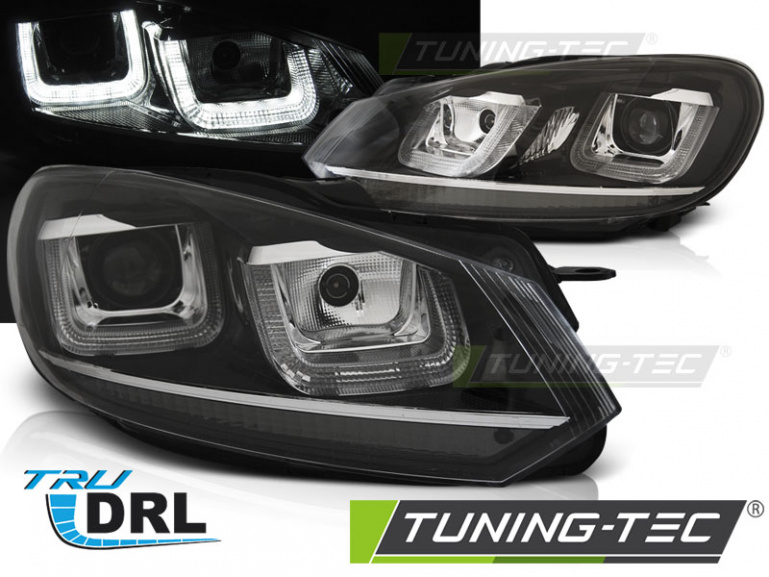 LED Tagfahrlicht Upgrade Scheinwerfer für VW Golf 6 08-12 schwarz / chrom