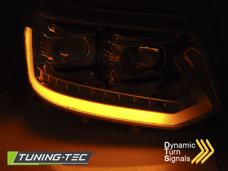 LED Tagfahrlicht Scheinwerfer für VW T5 GP (Facelift) 10-15 chrom mit dynamischem LED Blinker