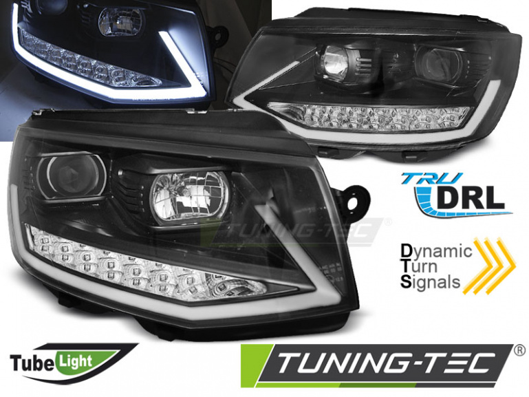LED Tagfahrlicht Scheinwerfer für VW T6 15-19 schwarz mit dynamischem LED Blinker