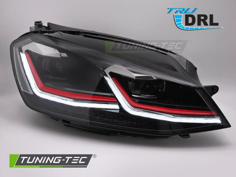 Preview: Voll-LED Tagfahrlicht Scheinwerfer für VW Golf 7 12-17 schwarz / rot mit dynamischem LED Blinker