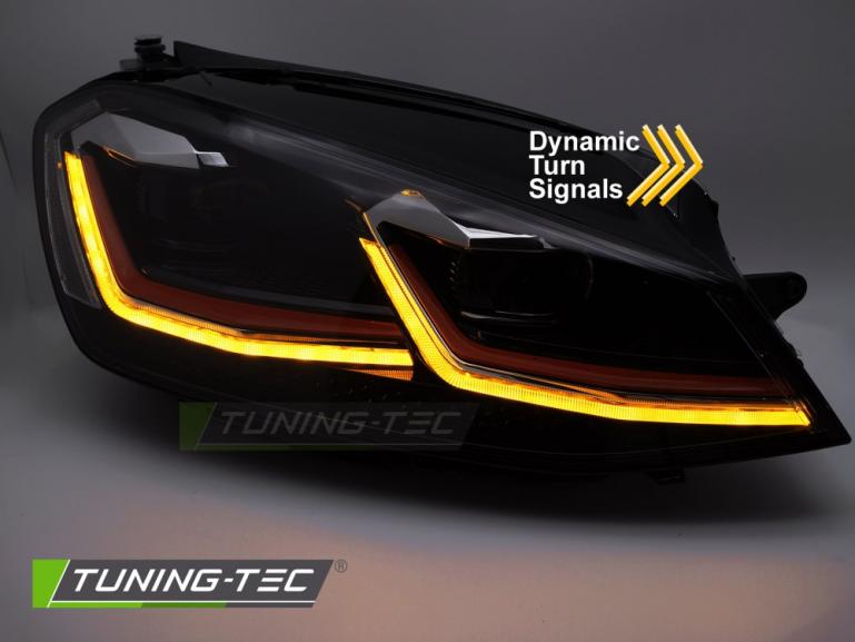 Voll-LED Tagfahrlicht Scheinwerfer für VW Golf 7 12-17 schwarz / rot mit dynamischem LED Blinker