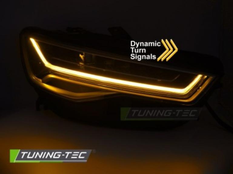 Preview: Voll LED Tagfahrlicht Scheinwerfer Set für Audi A6 4G (C7) Facelift 15-18 schwarz mit LED Blinker