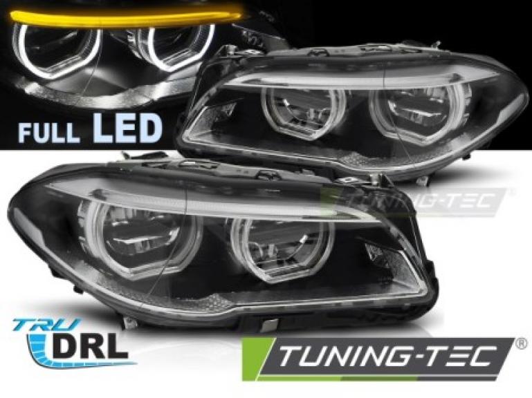 VOLL LED Angel Eyes Scheinwerfer Set für BMW 5er F10/F11 10-13 schwarz