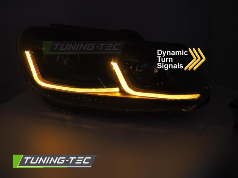 Preview: LED Tagfahrlicht Scheinwerfer Set für VW Golf 6 08-12 schwarz mit dyn. Blinker