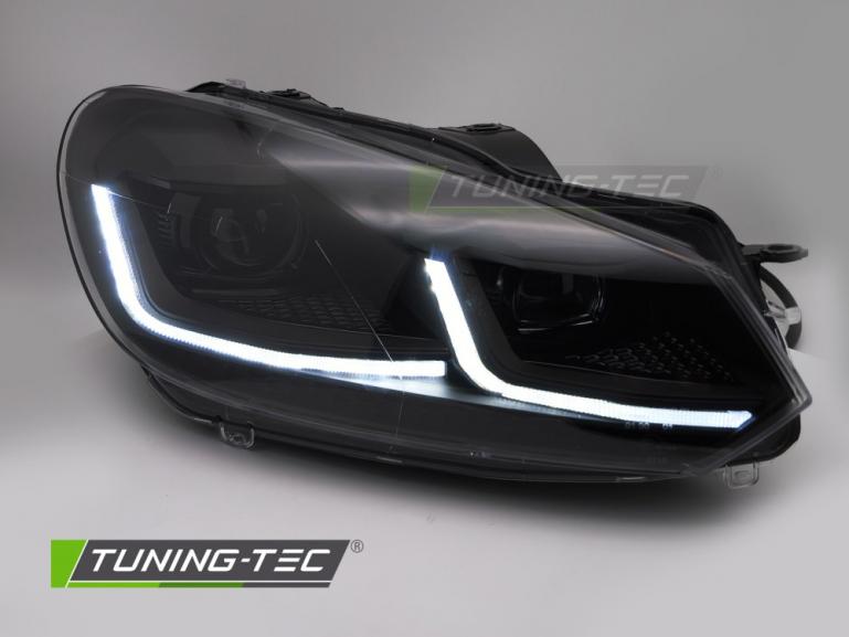 Preview: LED Tagfahrlicht Scheinwerfer Set für VW Golf 6 08-12 schwarz mit dyn. Blinker