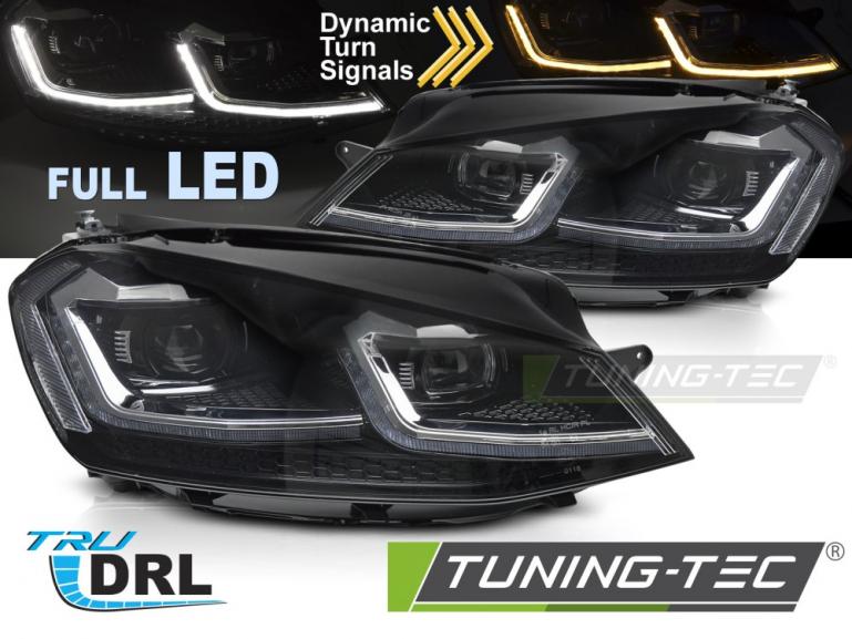 Voll LED Tagfahrlicht Scheinwerfer Set für VW Golf 7 13-17 schwarz/chrom mit dyn. Blinker