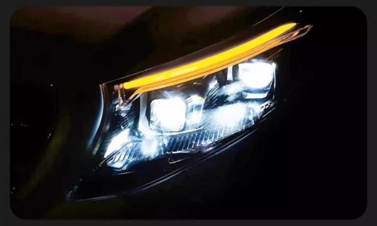 Sparpaket-Upgrade Design VOLL LED Tagfahrlicht Scheinwerfer passend für Mercedes Benz V-Klasse / Vito W447 14-23 schwarz mit LED Blinker + LED Upgrade Design Rückleuchten passend für Mercedes Benz Vito W447 14-23 schwarz/klar dynamisch