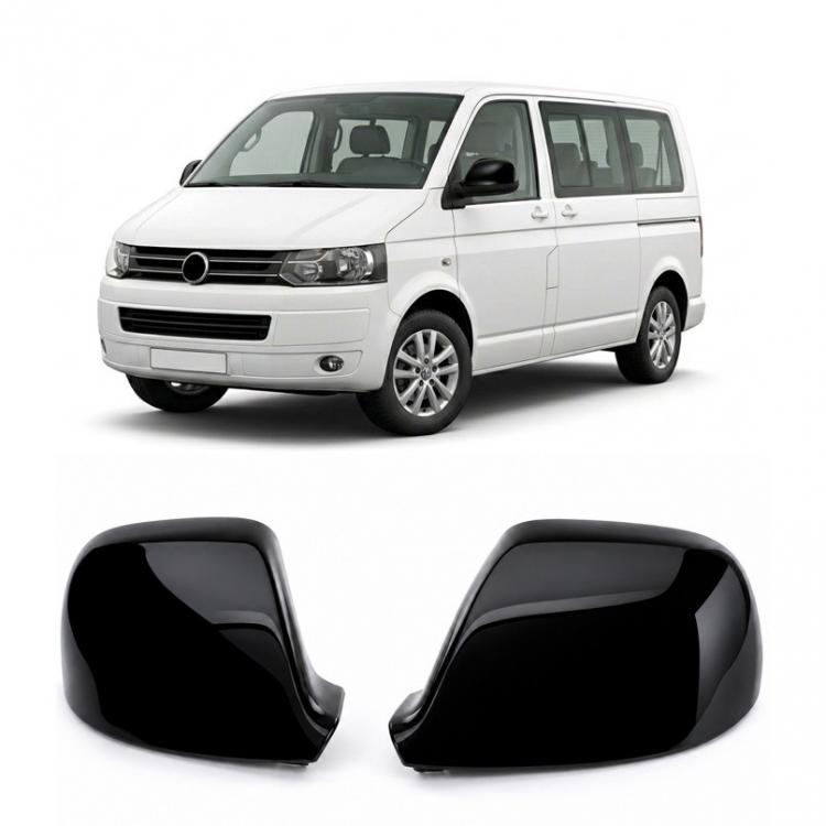 Upgrade Design Spiegelkappen Set passend für VW T5 03-09 / T5 GP (Facelift) 10-15 Hochglanz schwarz