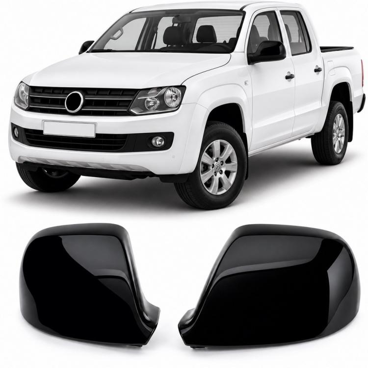 Upgrade Design Spiegelkappen Set passend für VW Amarok 09-20 Hochglanz schwarz