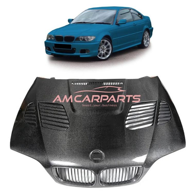 Upgrade Sport Echt-Carbon Motorhaube passend für BMW 3er E46 Coupe / Cabrio Facelift 03-05