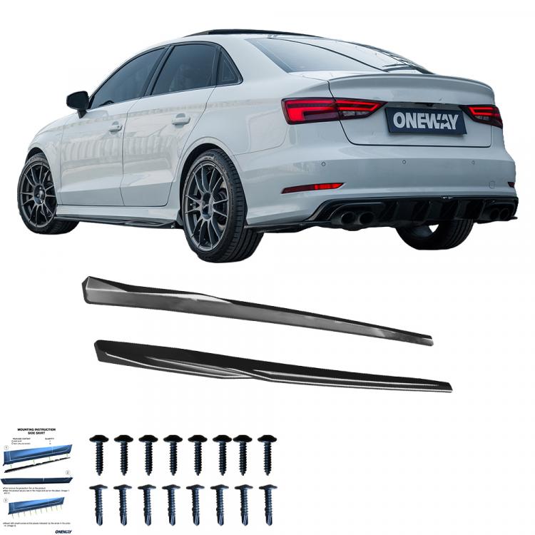 Upgrade Design Seitenschweller Set passend für Audi A3 8V / S3 8V Facelift 13-20 Hochglanz schwarz