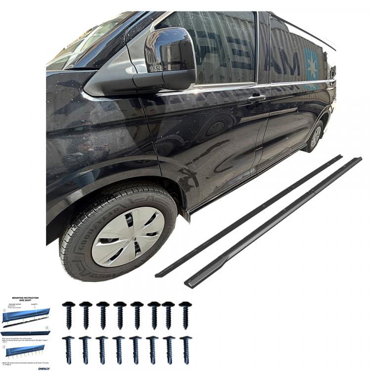 Upgrade Design Seitenschweller Set passend für VW T7 24+ / Ford Transit Custom MK2 23+ Hochglanz schwarz