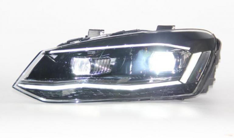 VOLL LED Upgrade Tagfahrlicht Scheinwerfer Set für VW Polo 6R / 6C 09-17 schwarz/chrom mit dyn. Blinker