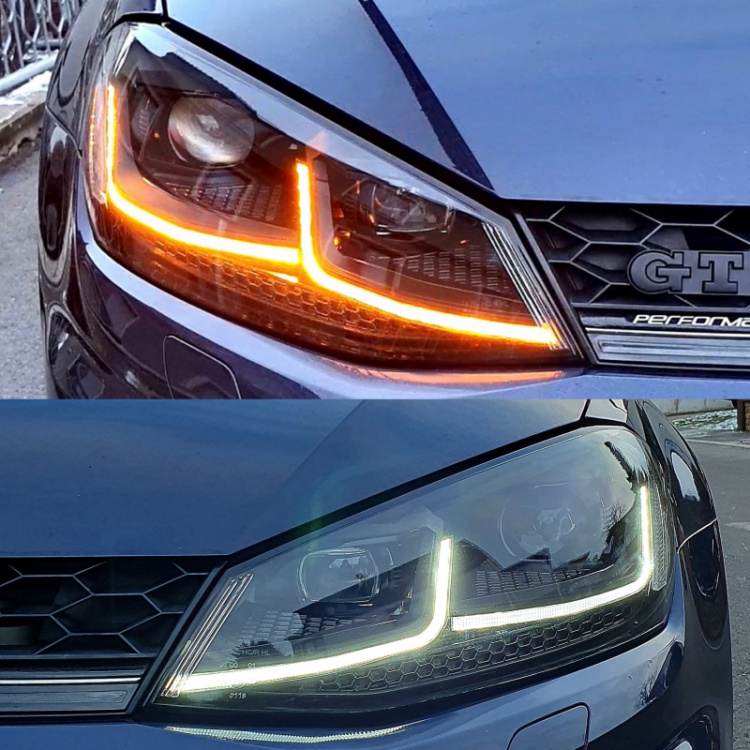 LED Tagfahrlicht Scheinwerfer für VW Golf 7 12-17 schwarz im Facelift Design mit dynamischem LED Blinker
