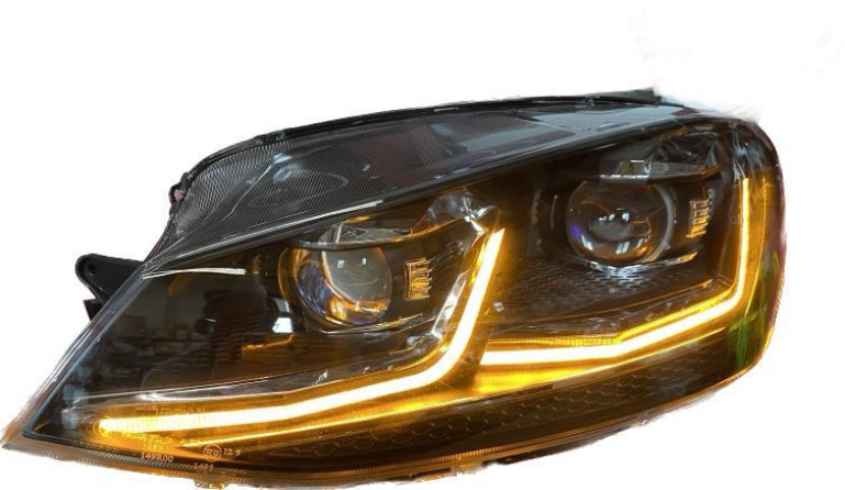 LED Tagfahrlicht Scheinwerfer für VW Golf 7 12-17 schwarz im Facelift  Design mit dynamischem LED Blinker